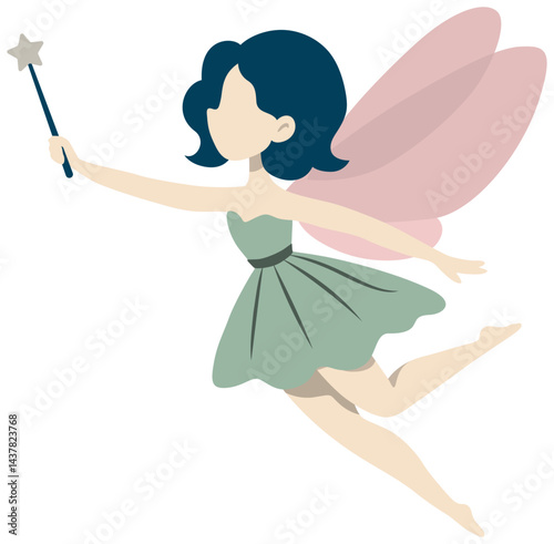 Sprite Fairy with Magin Wand Illustration.