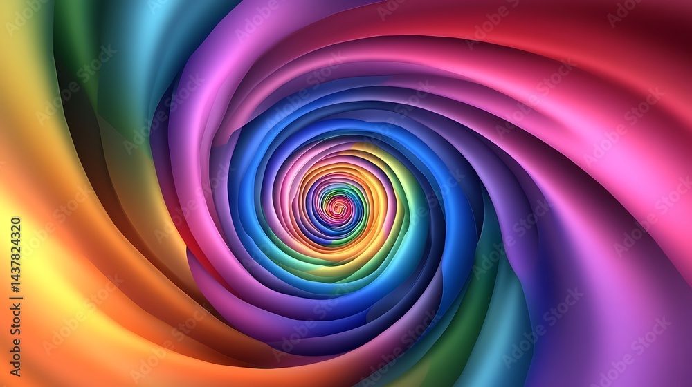 Obraz premium Vivid, spiraling rainbow gradient forming a mesmerizing tunnel effect