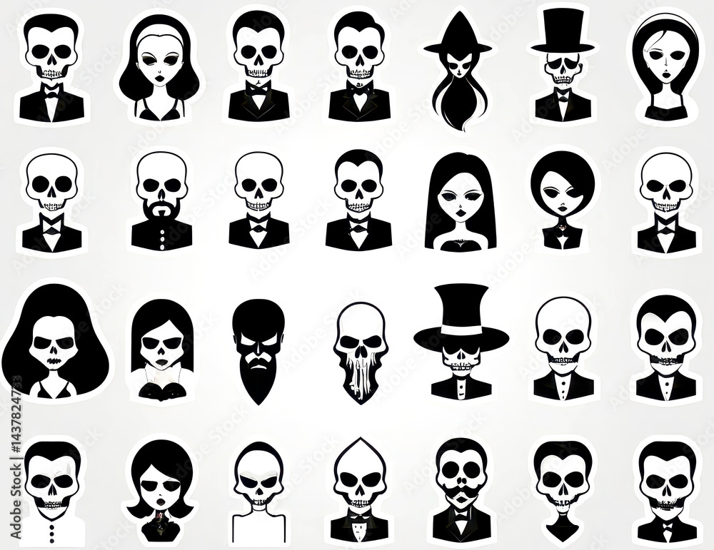 Fototapeta premium set of people icons, men and women symbols on white, avatars of persons