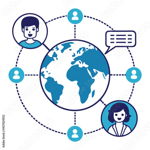 Global Communication Network Connecting People Worldwide