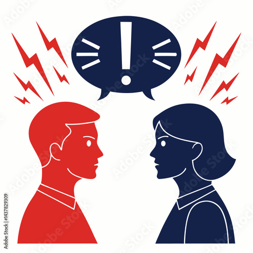 Angry Couple Facing Each Other with Conflict and Tension