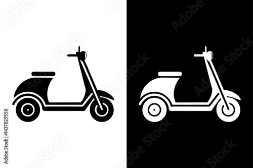 Electric Scooter Silhouette Vector Icon Download on White Background