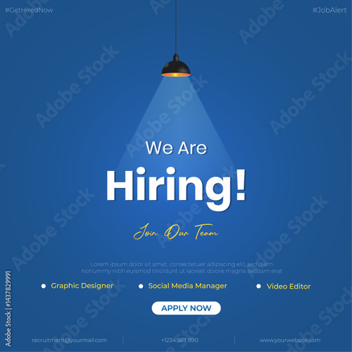 We are hiring job candidate post and flyer template. Join our team and hiring concept. Open vacancy and hiring creative ads and poster vector illustration