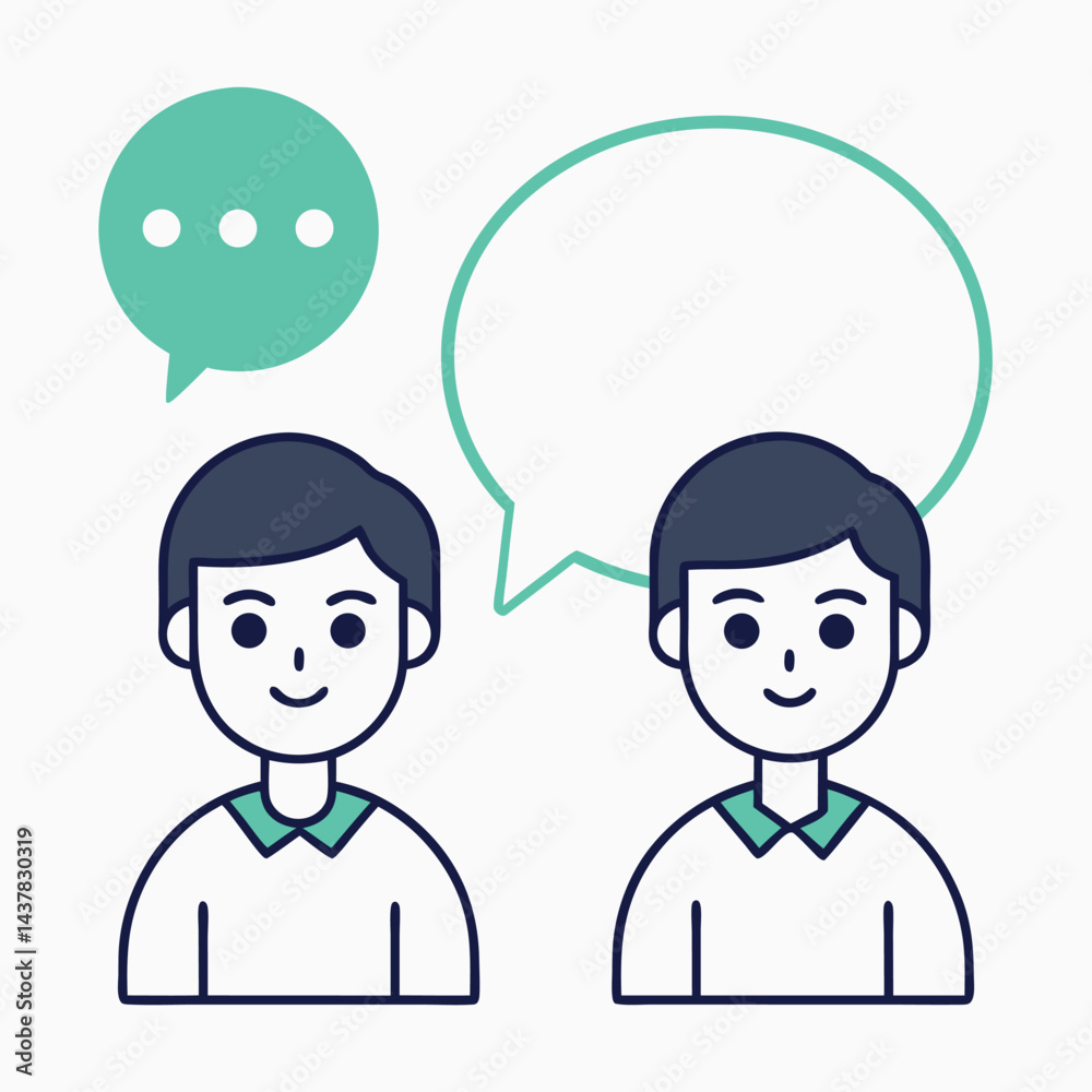 Two Men Having a Conversation with Speech Bubbles