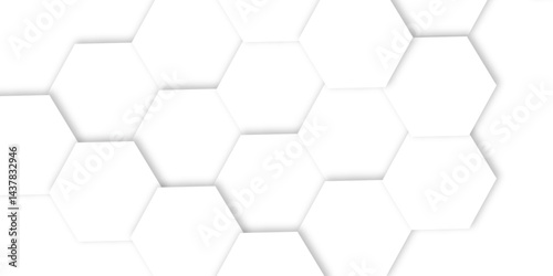 abstract hexagon texture pattern design.3d render of honeycomb white background abstract wall decorative in the bath copy space, technology, data