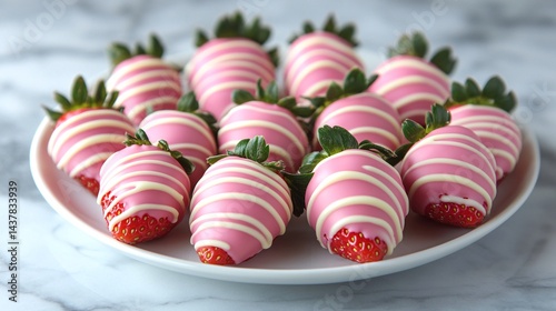 White chocolate strawberries dipped in baby pink glaze