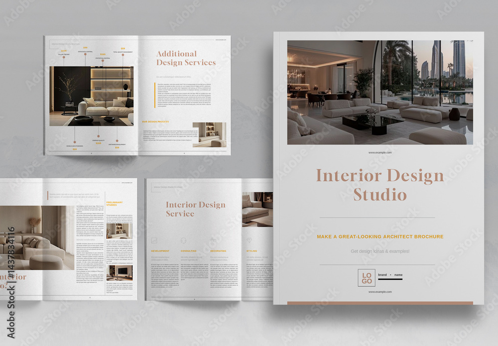 Interior Design Studio Brochure Layout Stock Template | Adobe Stock
