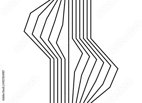 Abstract vector pattern. Thin broken black lines on a white background. Space movement. Minimalistic modern design. Striped Design element. Background for digital graphics. Stripe with crystals. Drill