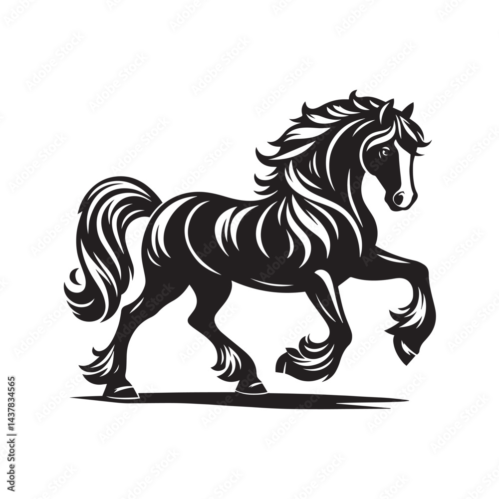Fototapeta premium horse, animal, vector, illustration, cartoon, pony, stallion