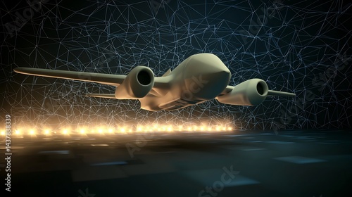 Futuristic Jet Takeoff, Digital Network