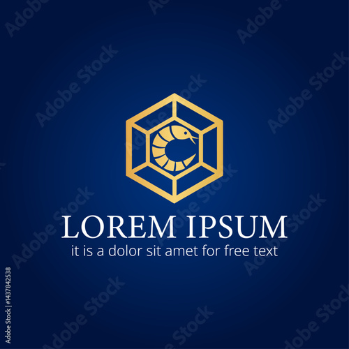 Hexagonal Shrimp Emblem – Bold & Structured Logo