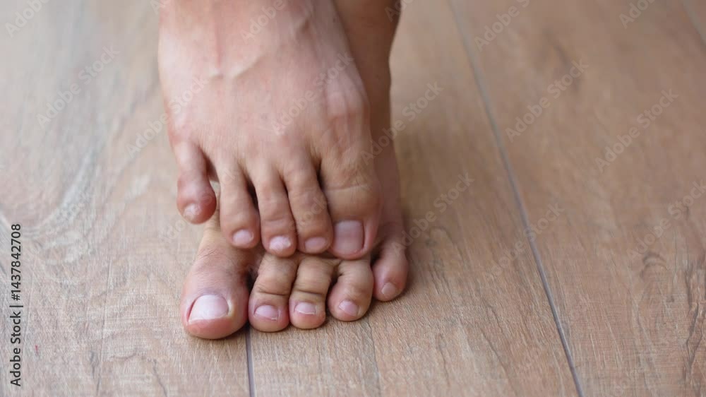Man get athlete's foot which is caused by a fungal infection of the skin on their feet which causes itching, redness and flaking.