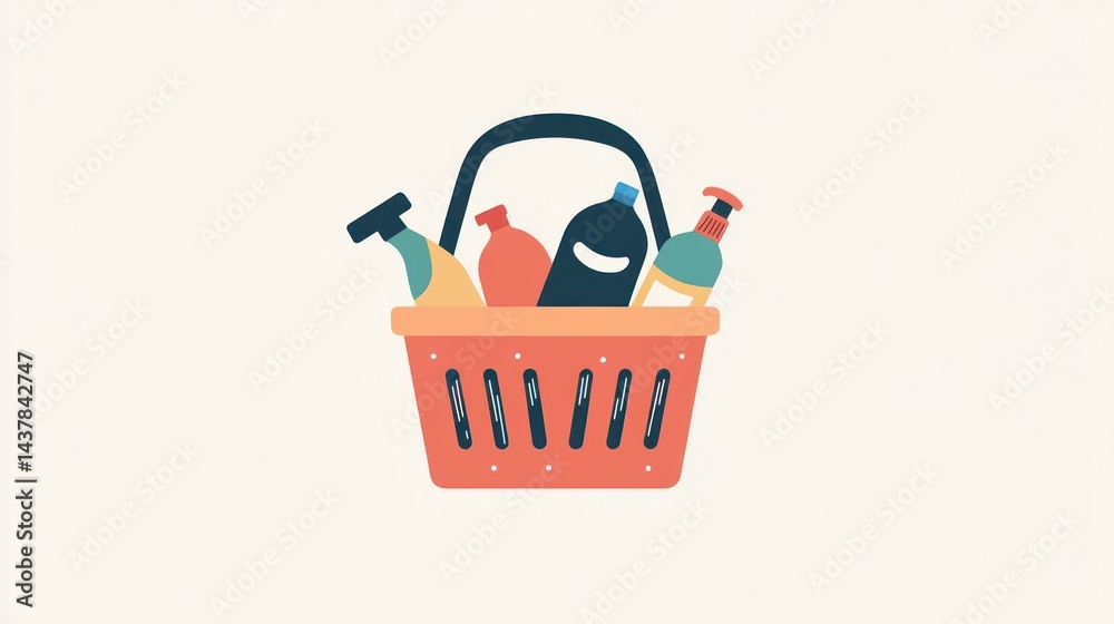 Fototapeta premium Shopping basket with cleaning supplies