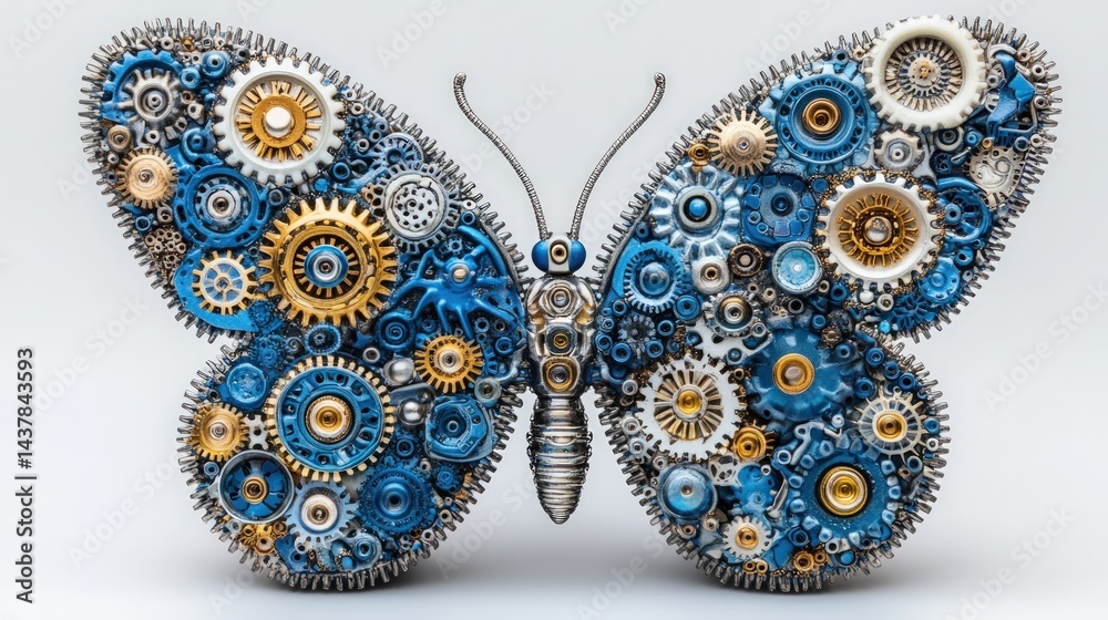 Obraz premium Steampunk Butterfly Intricate gears form a metallic insect a unique creation