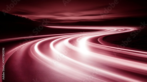 Winding Road with Night Lights, and Motion Blur.