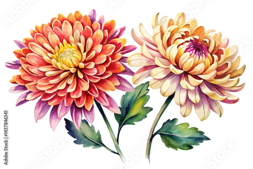 Watercolor Asters — Hand-Painted Vector Floral Design