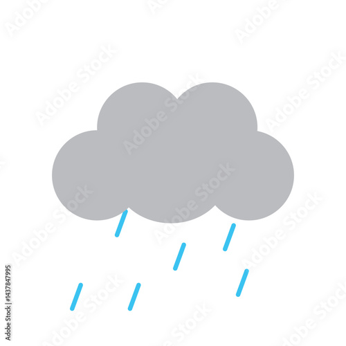 天気　雲と雨降るアイコン　カラー