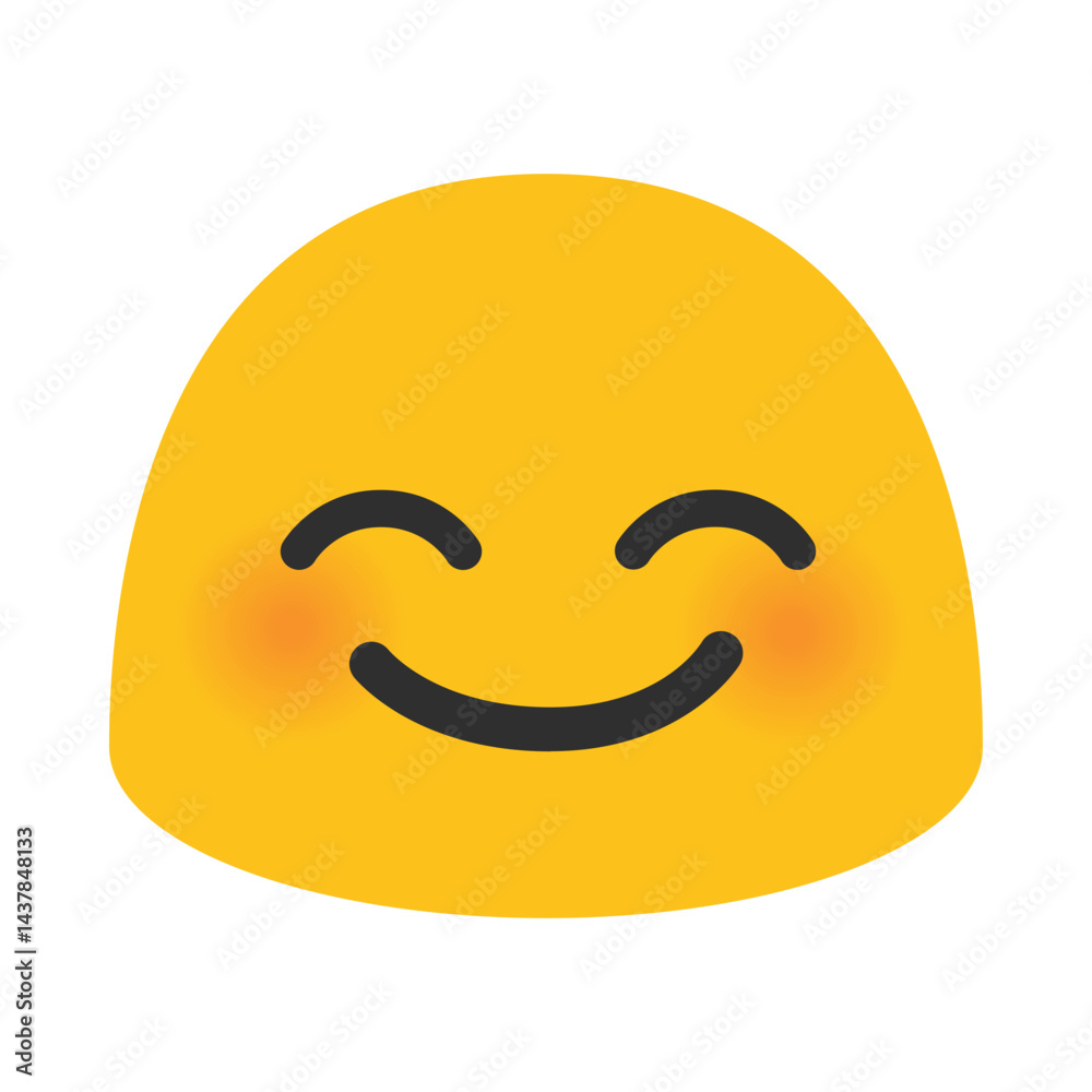 Fototapeta premium Smiling Emoji with Blushing Cheeks Illustration, Clipart, Isolated on White Background