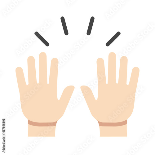 Clapping or waving hands emoji illustration, clipart, isolated on white background