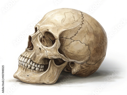 Human Skull Illustration Isolated on White Background 