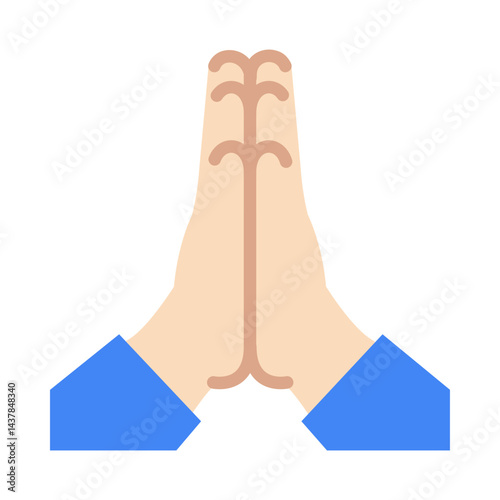 Hands pressed together illustration, clipart, isolated on white background