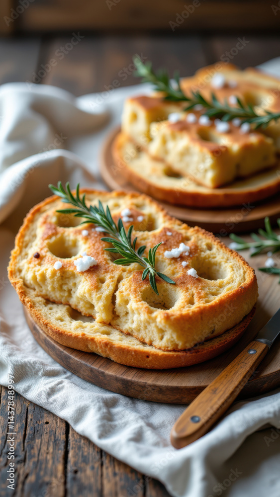 Fluffy bread topped with herbs and Parmesan cheese, perfect for a Mediterranean meal. Fluffy bread topped with herbs and Parmesan cheese, perfect for a Mediterranean meal.