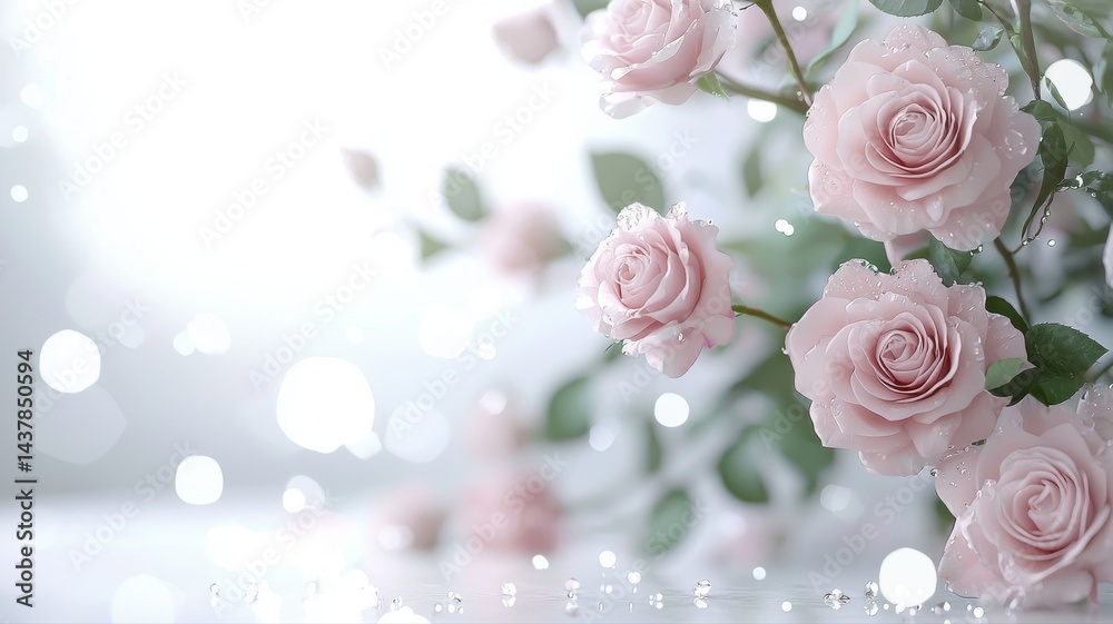 Elegant Pink Roses with Bokeh and Water Droplets pink roses roses flower arrangement floral bokeh Elegant Pink Roses with Bokeh and Water Droplets pink roses roses flower arrangement floral bokeh
