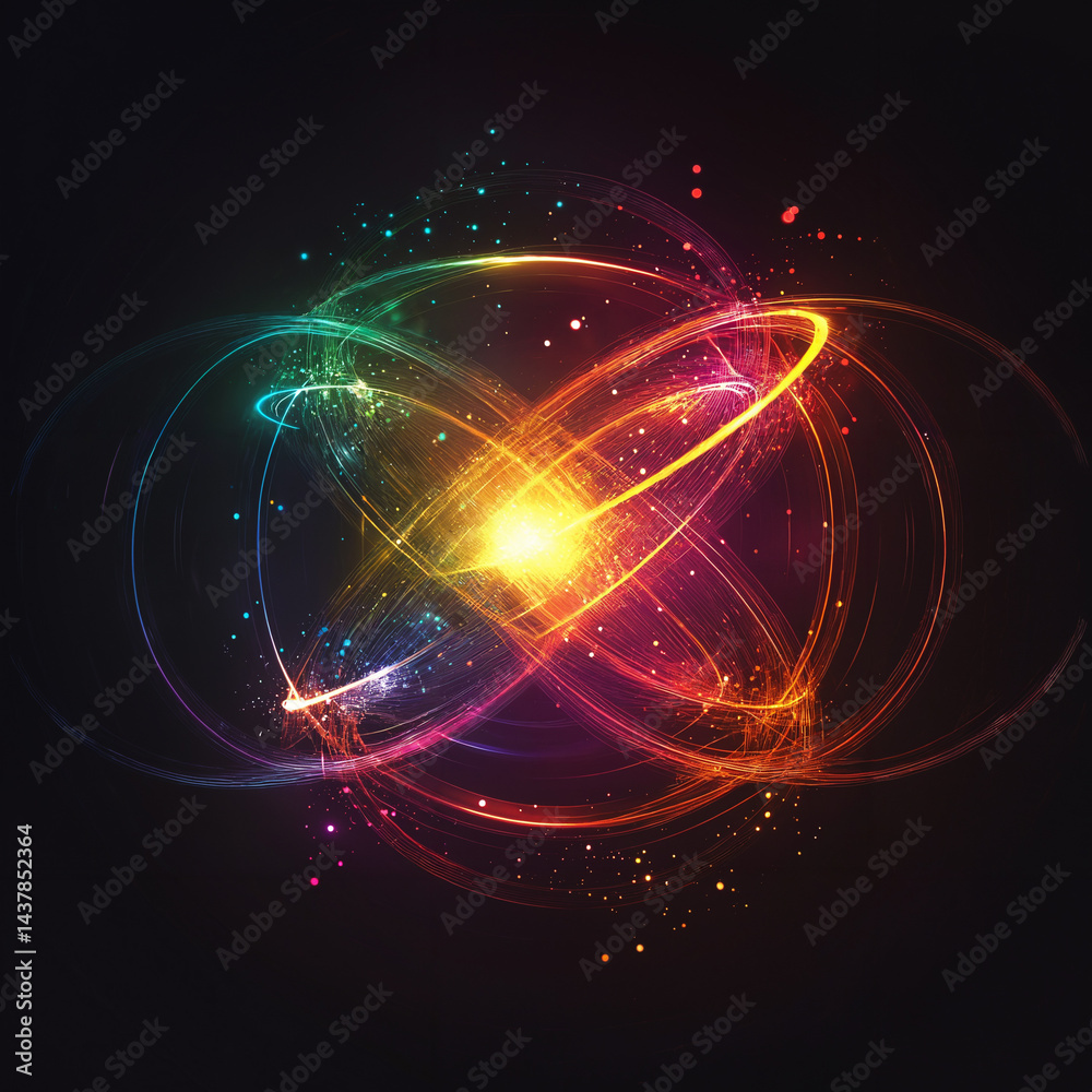 Obraz premium The luminous line effect against a black background