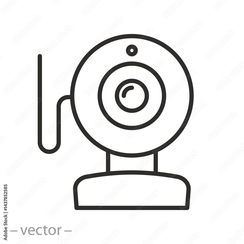 webcam icon, thin line symbol on white background - editable stroke vector illustration eps10