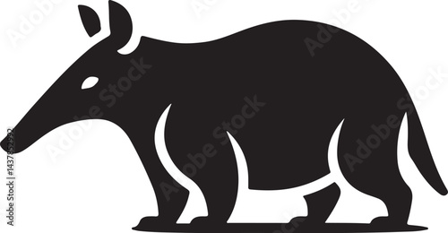 Cute Aardvark Standing Silhouette Vector