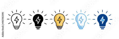 Electricity Icon Set Multiple Style Collection