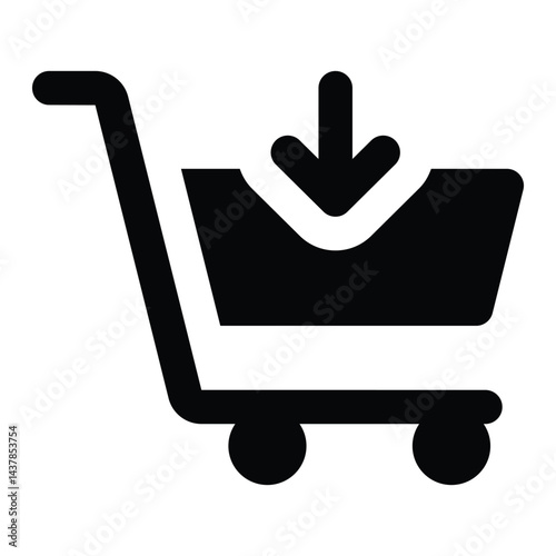 Simple Add To Cart glyph icon. The icon can be used for websites, print templates, presentation templates, illustrations, etc