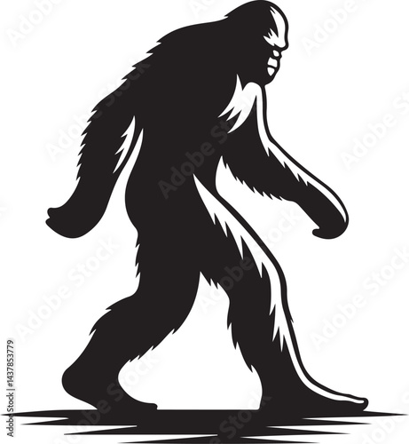 Mysterious Bigfoot Black Silhouette Art