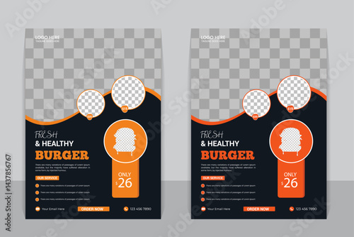  Food and Restaurant Flyer Template | Burger Promotion Flyer Design | Vector Illustration
