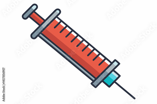 Flat Syringe Icon with Smooth Simple Outline