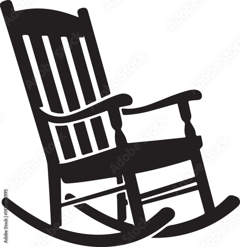 Old Style Rocking Chair Silhouette Vector