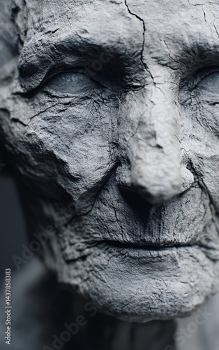 closeup portrait of elderly man with deeply lined skin captured in soft lighting, detailed realistic expression focusing on age human experience and authentic mature features, serious introspective mo photo
