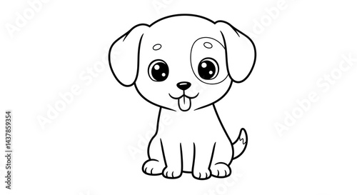 Playful Puppy: An adorable puppy, rendered in clean lines, exudes innocent joy, ready to bring fun and happiness to any project.