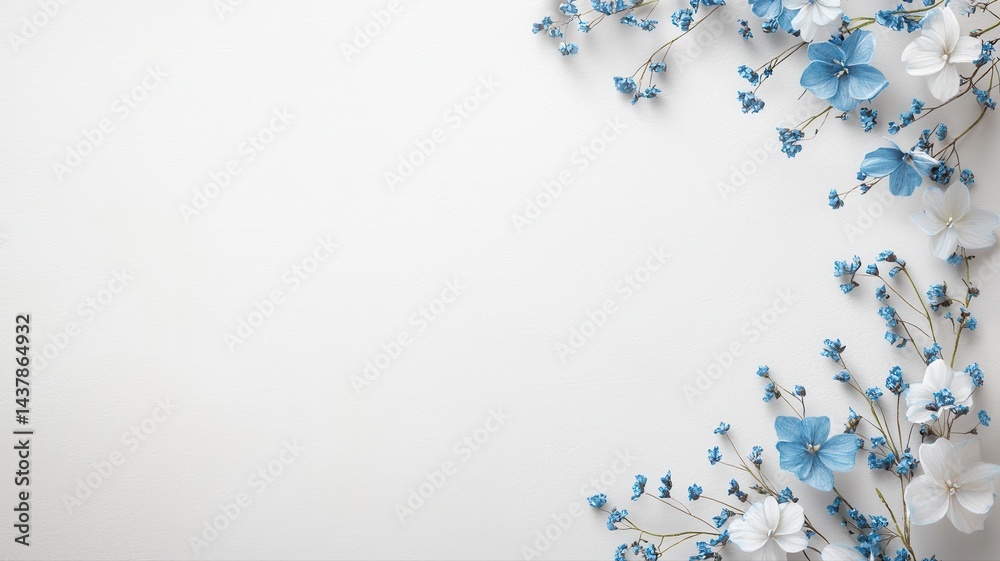 Delicate Floral Corner Arrangement on White Background flowers floral arrangement corner white blue Delicate Floral Corner Arrangement on White Background flowers floral arrangement corner white blue