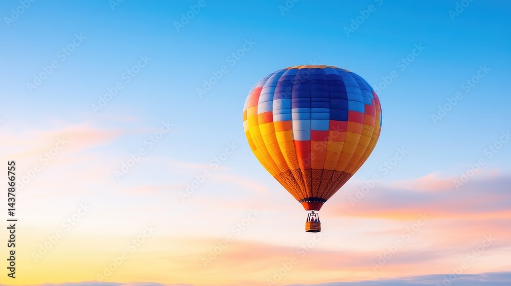 Fototapeta premium Colorful hot air balloon in a sunrise sky