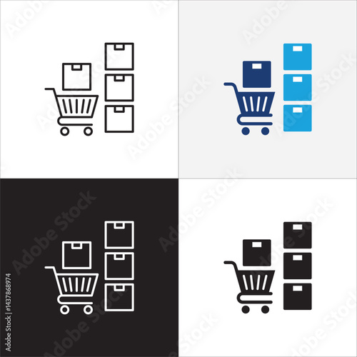 Logistic icon. Market supply icon. Warehouse stock sign. Icon symbol suitable for store, stockpile, shop, goods, market supply. Vector illustration.