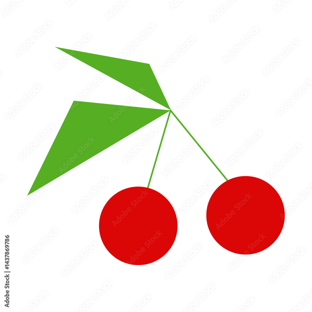 Cherry icon. Two red cherries isolated on white background.