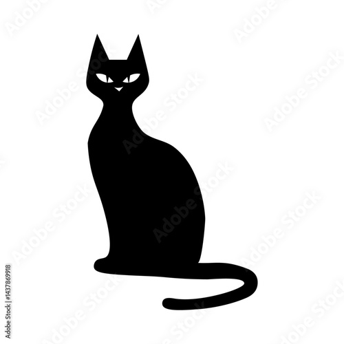 Obraz na płótnie Scary Halloween cat silhouette. Cartoon black cat 9 w salonie