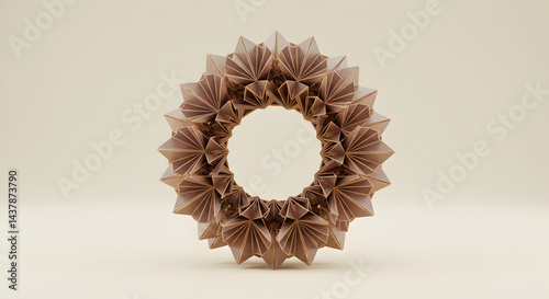 Origami Inspired Geometric Wreath In Beige Shades Minimalist Design