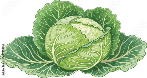 Cabbage in white background illustration vector design, Cabbage vector design