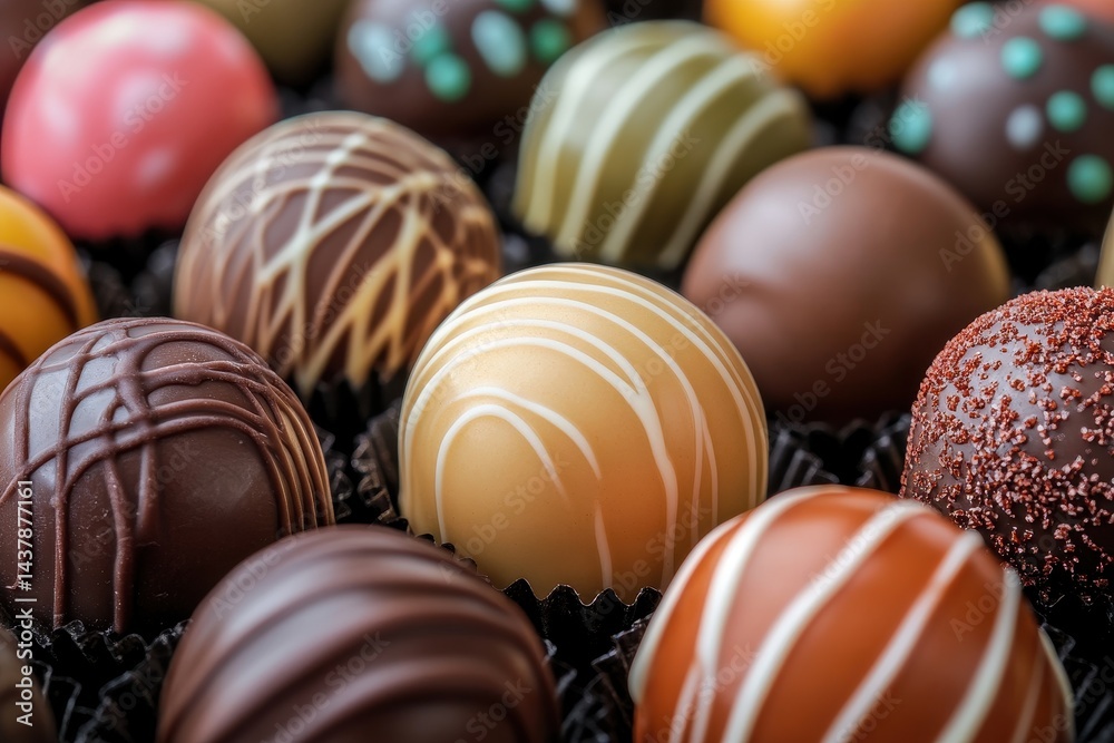 Obraz premium Exploring a vibrant assortment of round candies showcasing a delightful fusion of colors and textures
