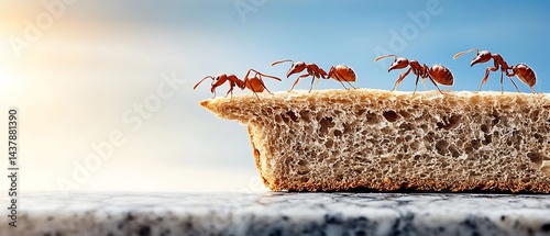 Ants marching on bread