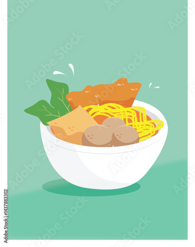 illustation cute bakso 