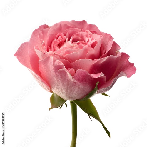 Delicate Pink Rose Bloom - Isolated Flower on White Background