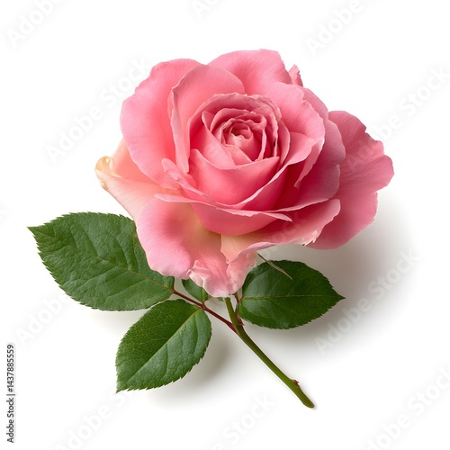 Obraz na płótnie Delicate Pink Rose Bloom - Isolated Flower on White Background w salonie